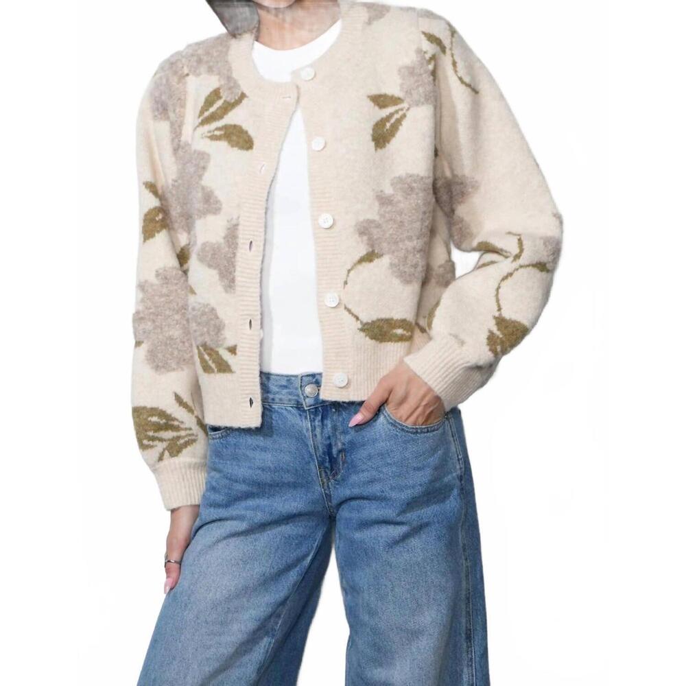NEW GREYLIN skylar cozy floral cardigan in ivory